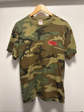 Supreme Woodland Camo Short Sleeve Tee with Red Box Logo